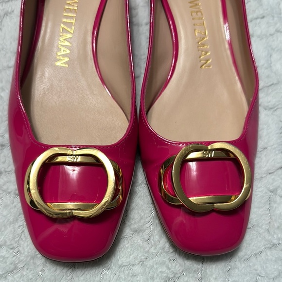 Stuart Weitzman Pink and Gold Flats with Elegant Design - Picture 3 of 12